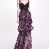 Dresses * | Marchesa Notte Ombre Tulle Gown Black Multi