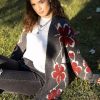 Sweatshirts & Sweaters * | Saachi Style Floral Knitted Cardigan