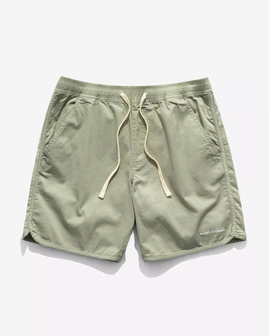 Bottoms * | Banks Journal Label Elastic Boardshort Green Tea