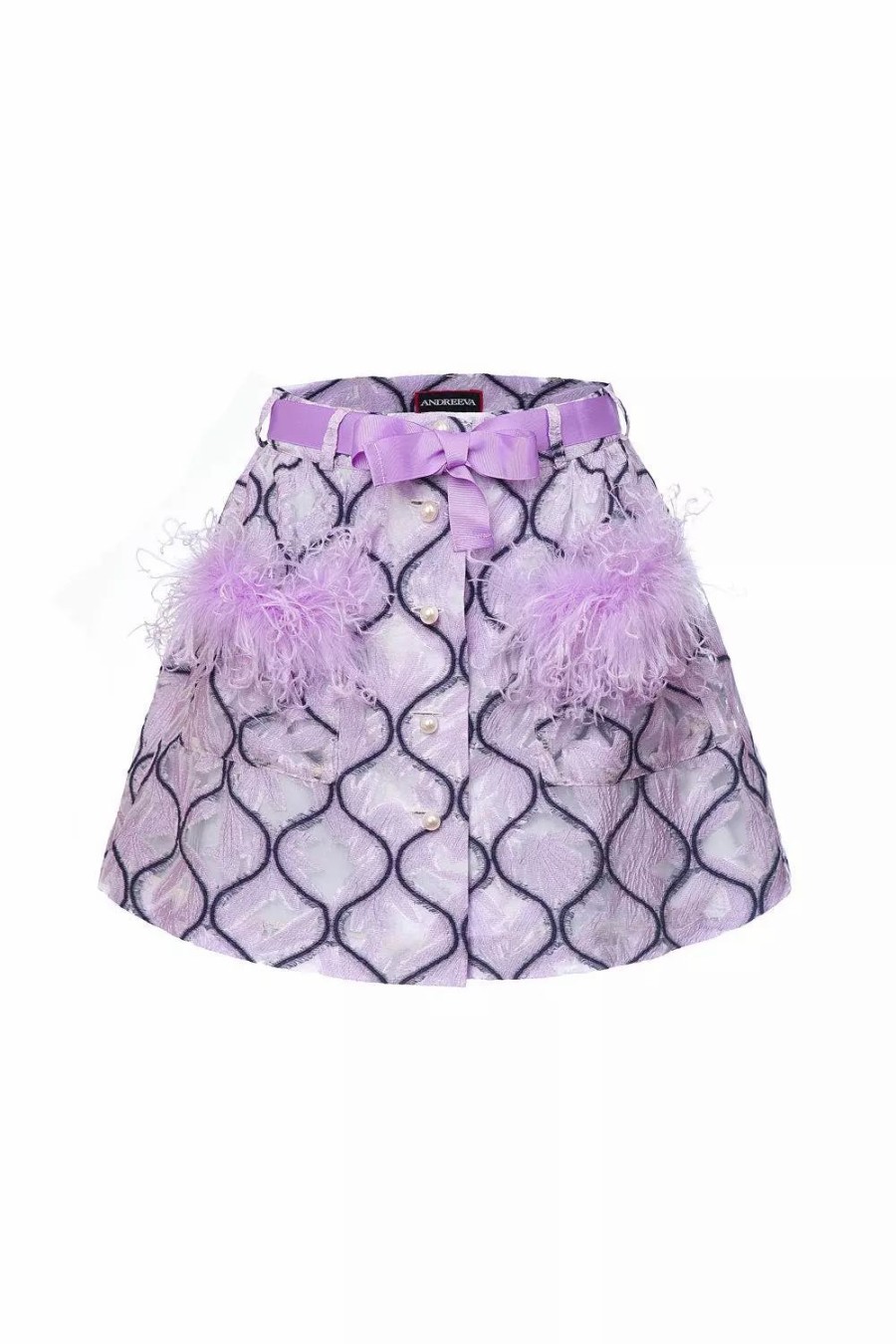 Skirts * | Andreeva Skirt With Feathers Details Lavender