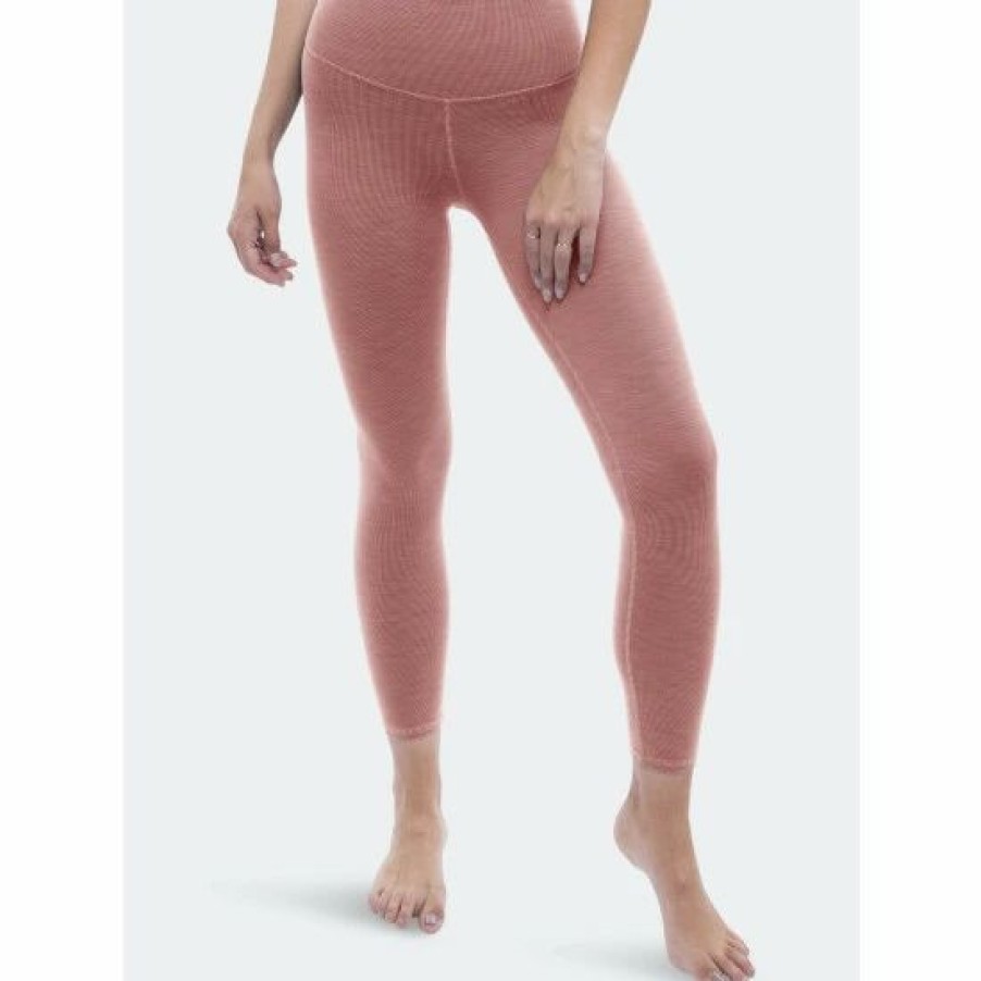 Bottoms * | Lezat Rib 7/8 High Waisted Legging Leggings Rose