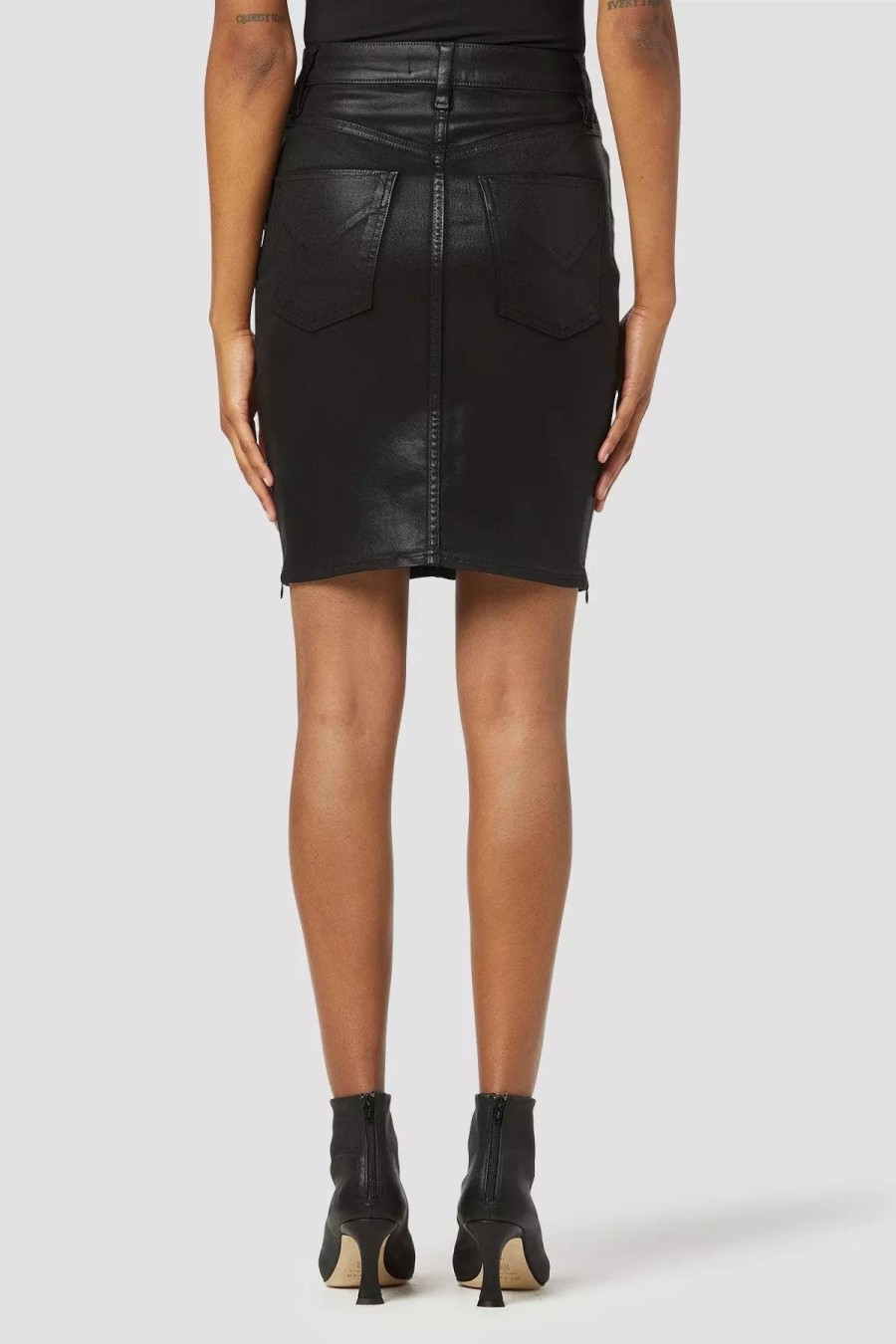 Bottoms * | Hudson Jeans Centerfold Extreme High-Rise Coated Skirt Black Coated