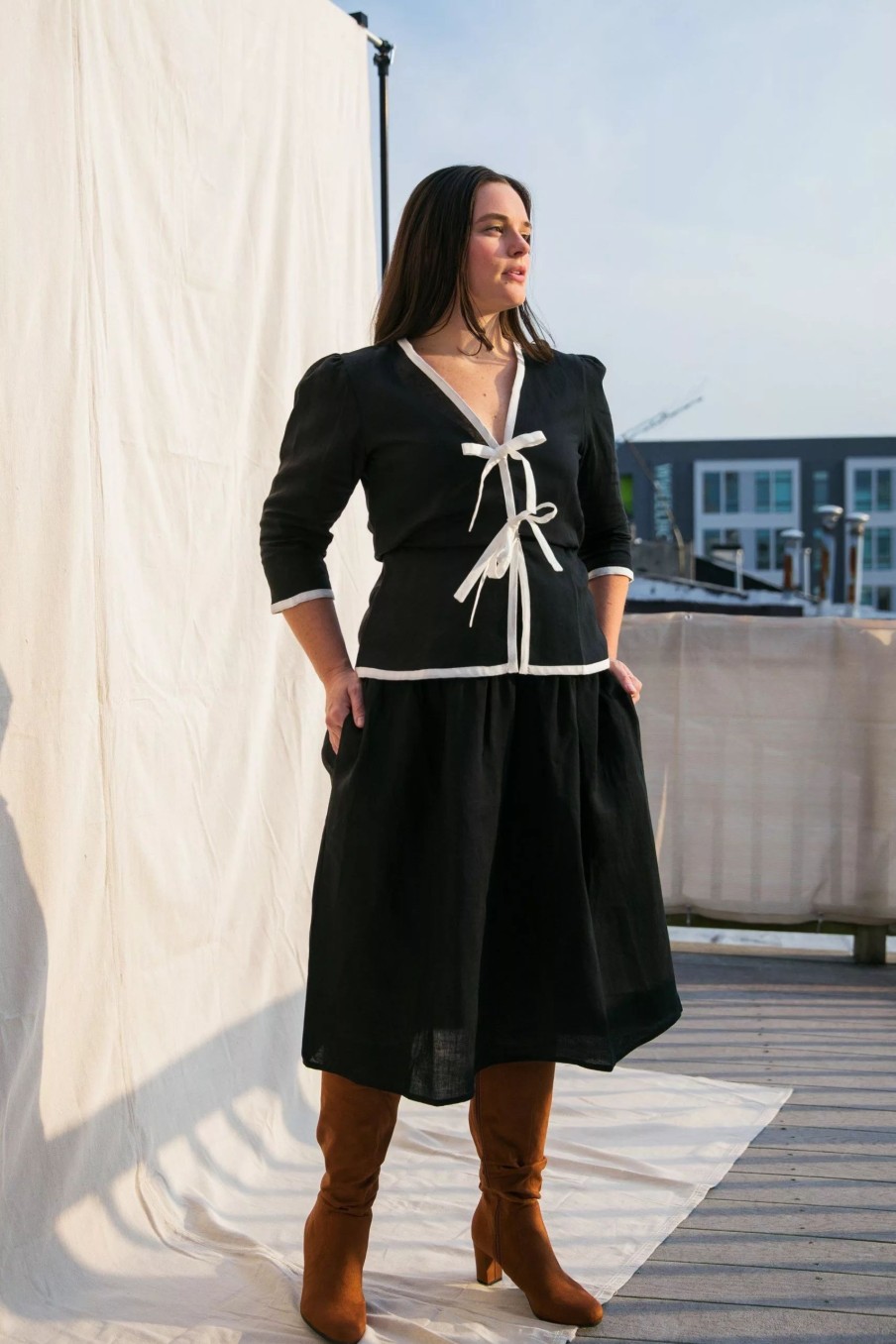 Bottoms * | Onirik Irik Beth Skirt / Linen Black