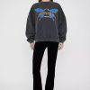 Sweatshirts & Sweaters * | Anine Bing Harvey Crew Butterfly Sweatshirt Washed Black