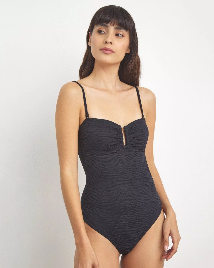 Swimwear * | Onia Pauline One Piece Black Zebra