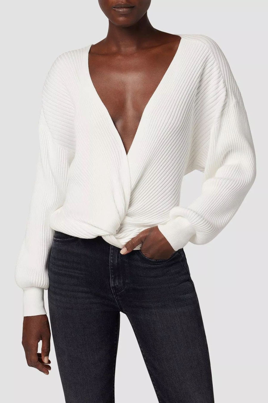 Sweatshirts & Sweaters * | Hudson Jeans Knotted Sweater White