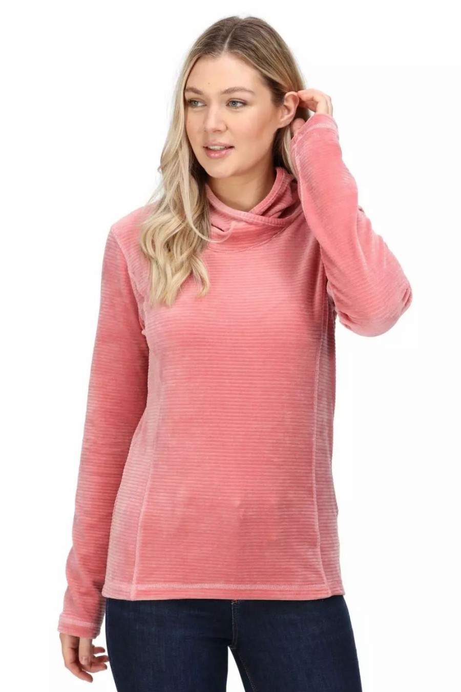 Sweatshirts & Sweaters * | Regatta Womens/Ladies Kyrielle Ribbed Velour Hoodie Dusty Rose