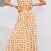 Skirts * | Anna-Kaci Gingham Crop Top And Skirt Coordinates Yellow