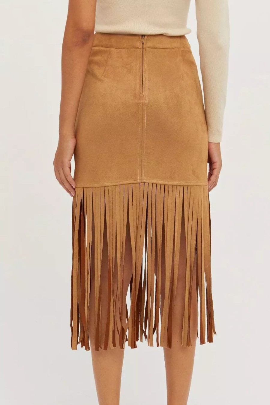 Skirts * | Crescent Letty Fringe Suede Skirt