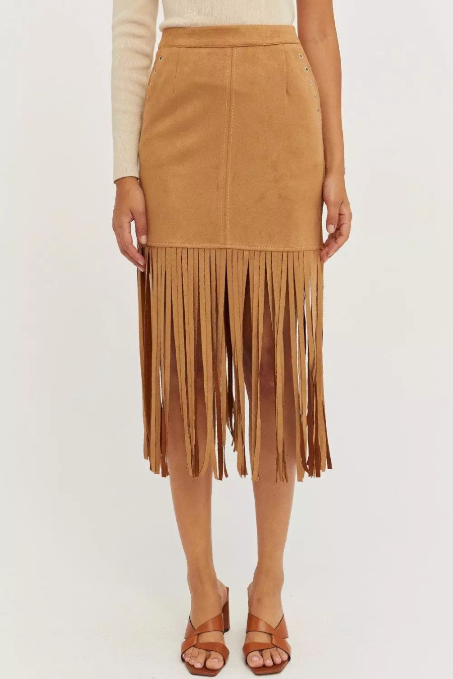 Skirts * | Crescent Letty Fringe Suede Skirt