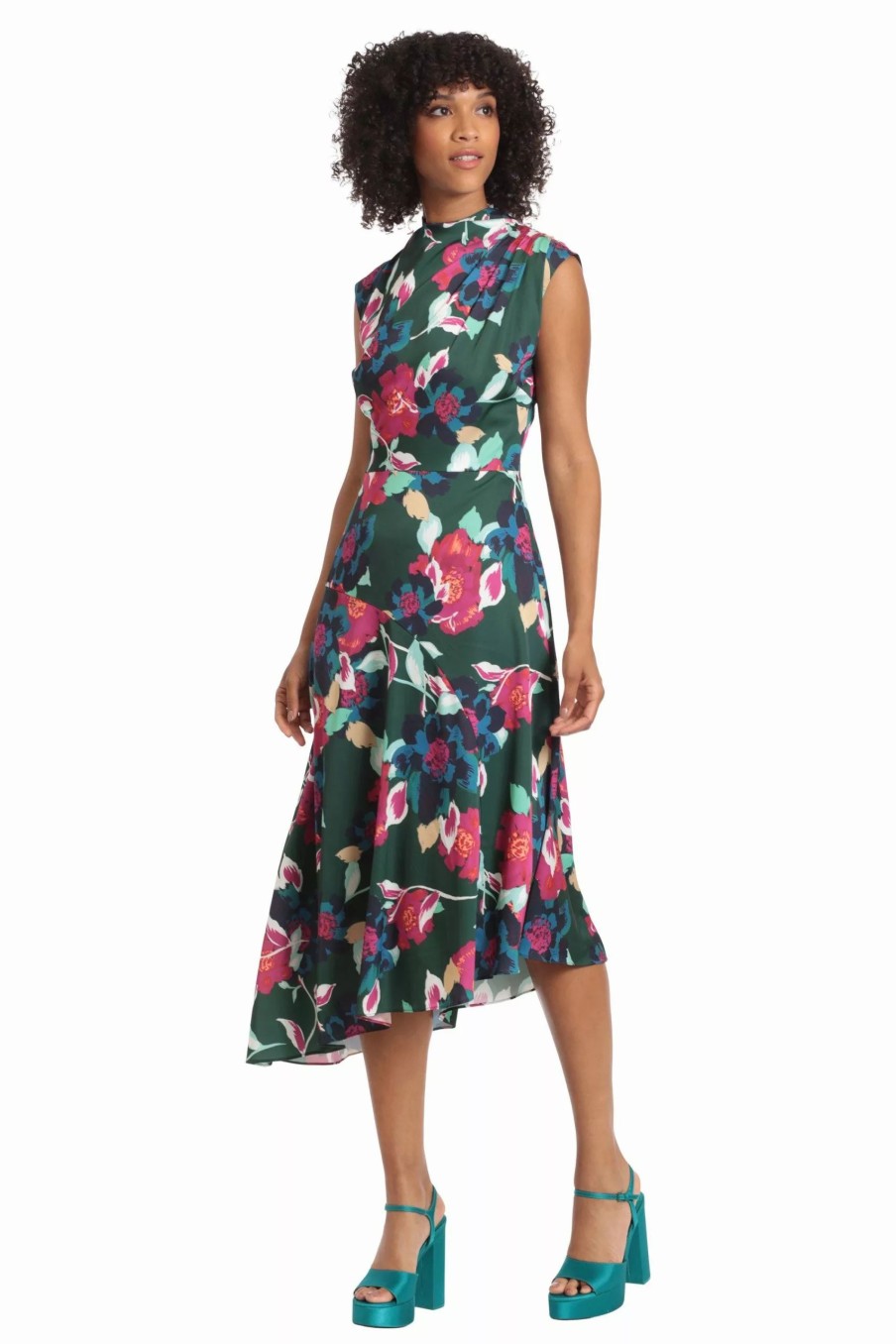 Dresses * | Maggy London Finley Dress Bottle Green/Fuschia