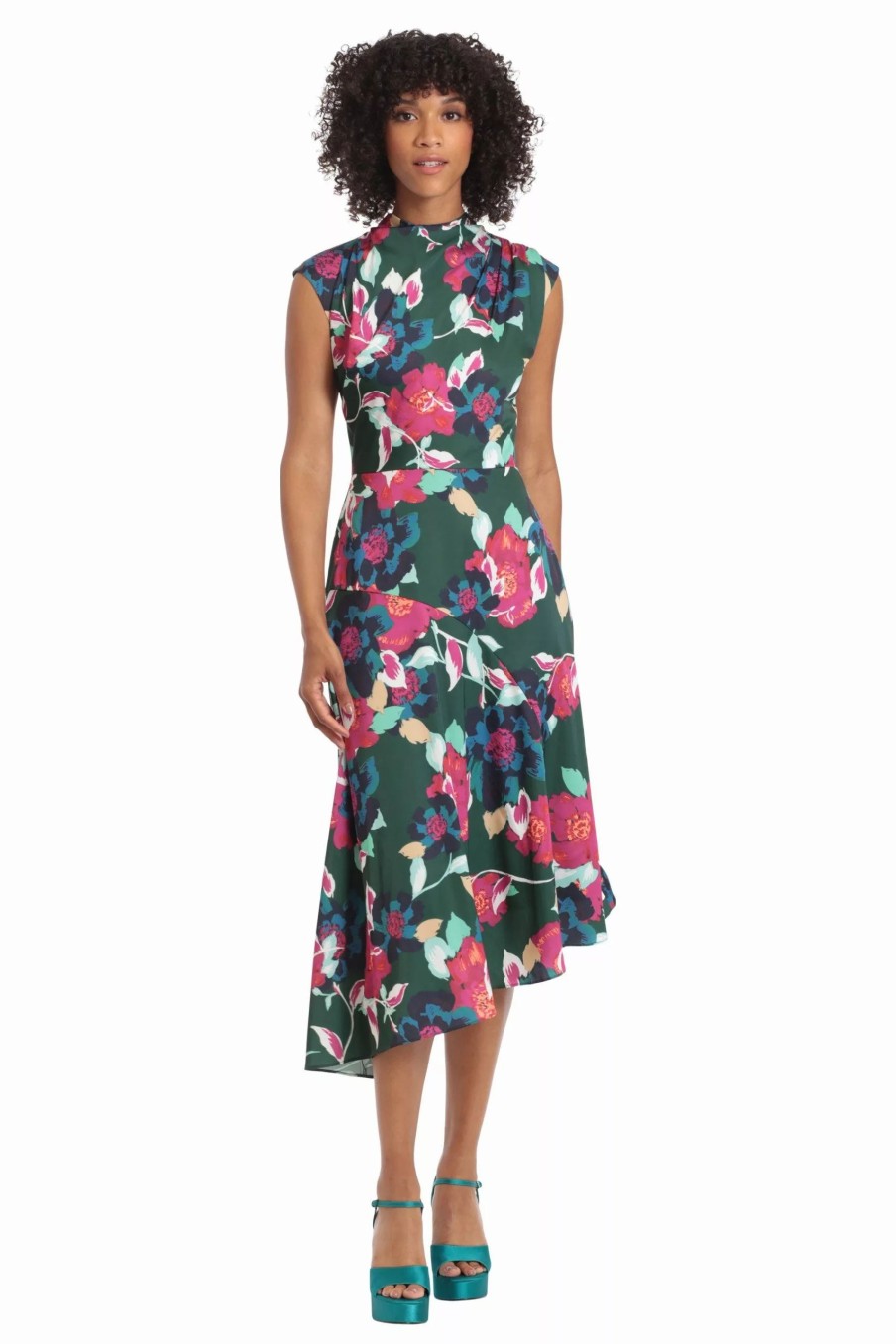 Dresses * | Maggy London Finley Dress Bottle Green/Fuschia