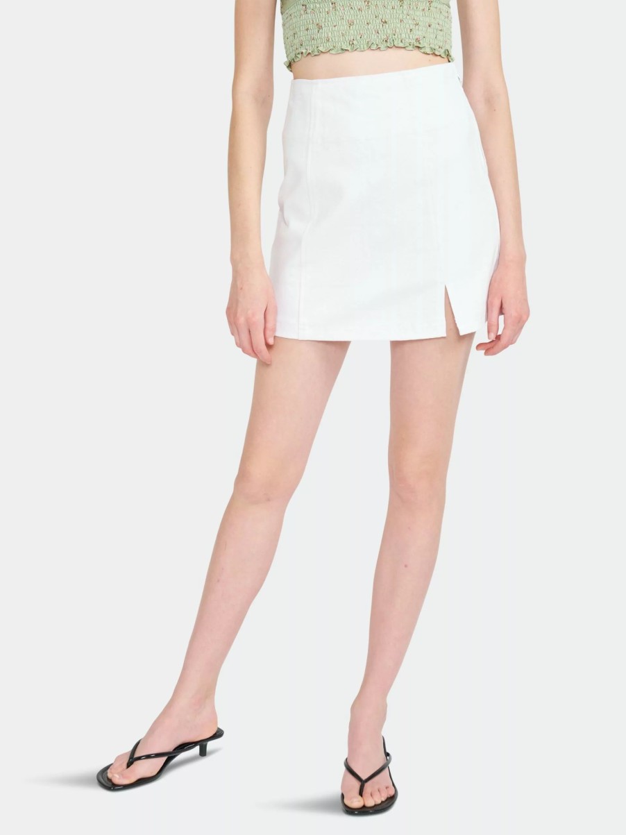 Skirts * | Emory Park Adaline Denim Mini Skirt White Denim