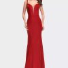 Dresses * | La Femme Orm Fitting Mermaid Prom Dress With Plunging Neckline Red