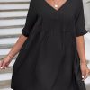 Dresses * | Anna-Kaci V Neck Tie Back Shift Dress