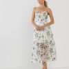 Dresses * | Endless Rose Floral Printed Lace Midi Dress White Multi