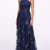 Dresses * | Marchesa Bridesmaids Varenna Printed Gown Midnight