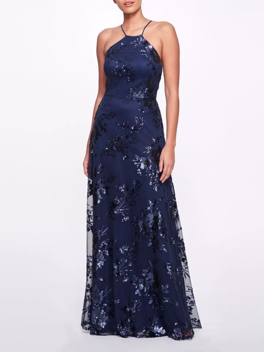 Dresses * | Marchesa Bridesmaids Varenna Printed Gown Midnight