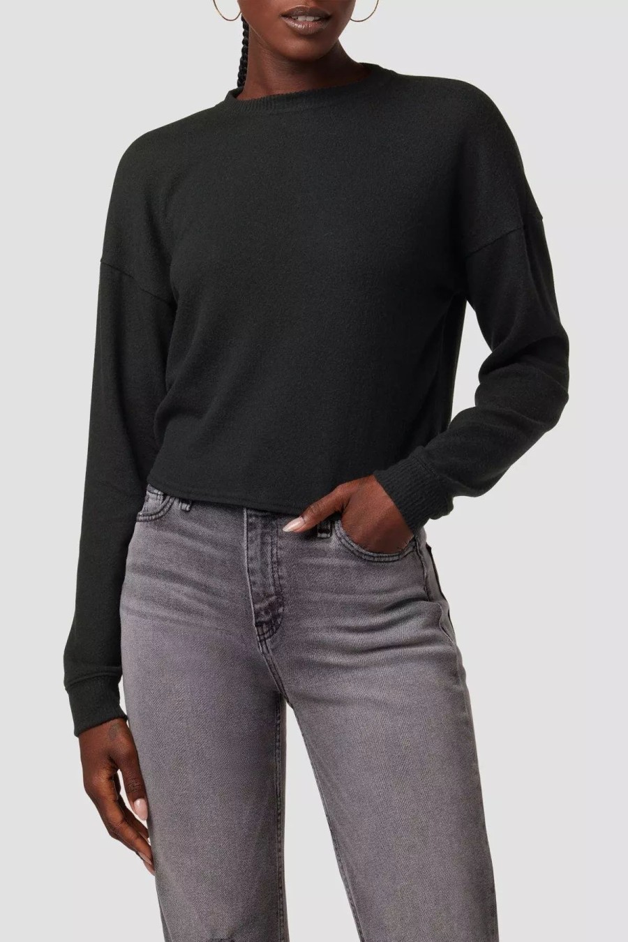 Sweatshirts & Sweaters * | Hudson Jeans Twist Back Ls Sweatshirt Black