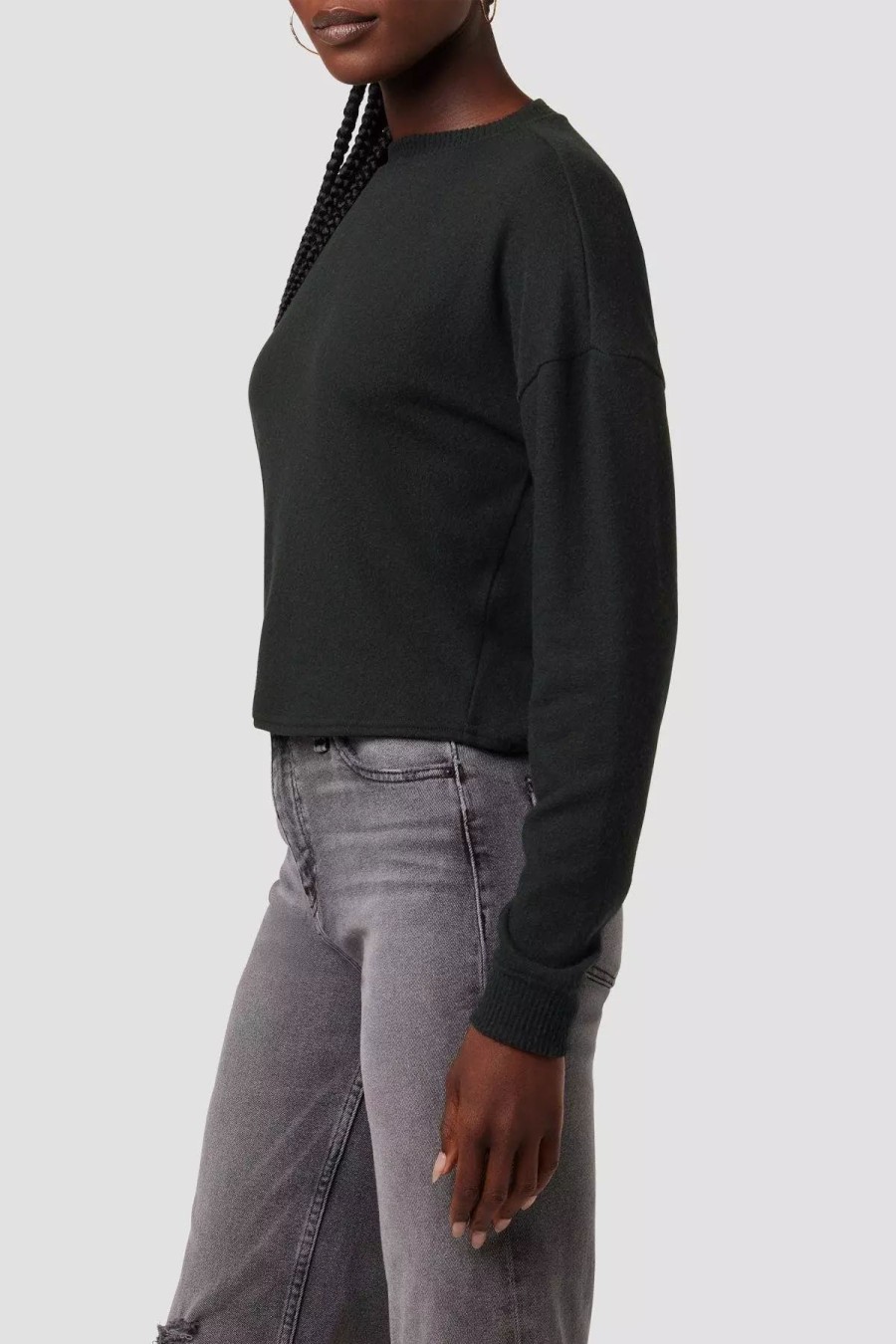 Sweatshirts & Sweaters * | Hudson Jeans Twist Back Ls Sweatshirt Black