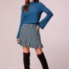 Skirts * | B.O.G. Collective Teal Diamond Mini Skirt Black/Deep Teal