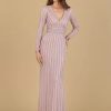 Dresses * | Lara Long Sleeve V-Neck Beaded Gown Dusty Rose