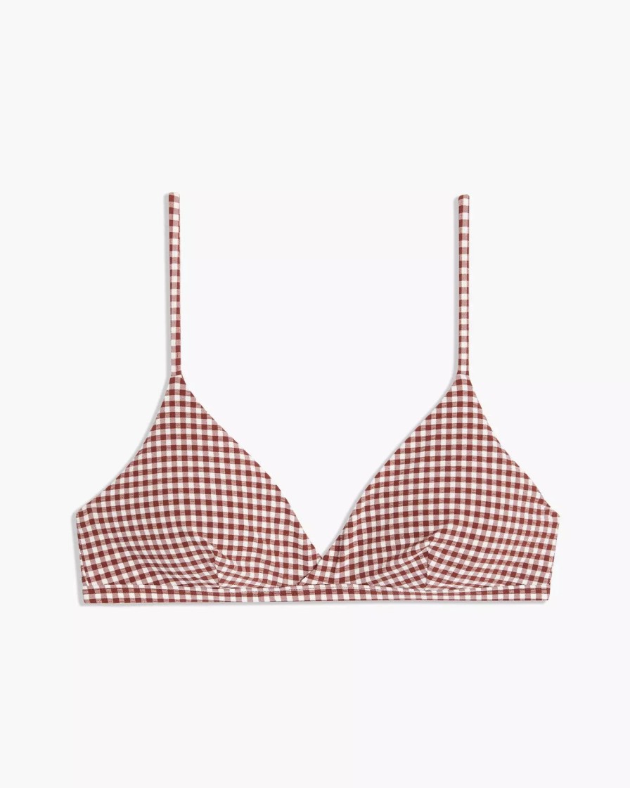 Swimwear * | Onia Malin Bikini Top Paprika White Gingham