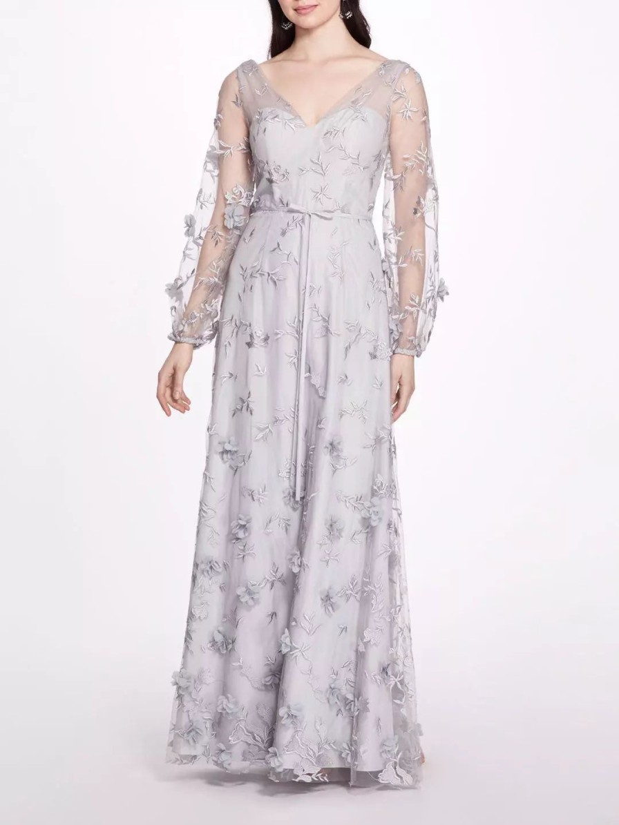 Dresses * | Marchesa Bridesmaids Avellino Gown Dove Grey