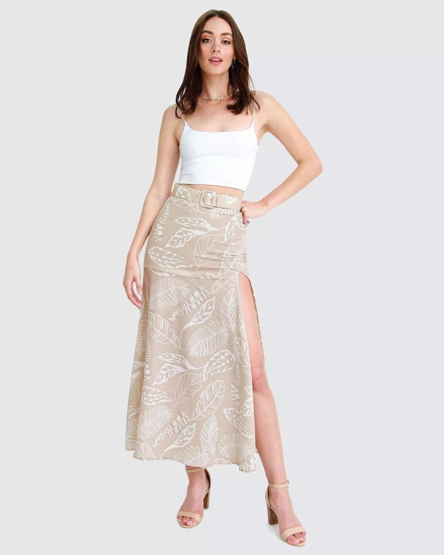 Skirts * | Belle & Bloom Ocean Drive Belted Maxi Skirt Taupe