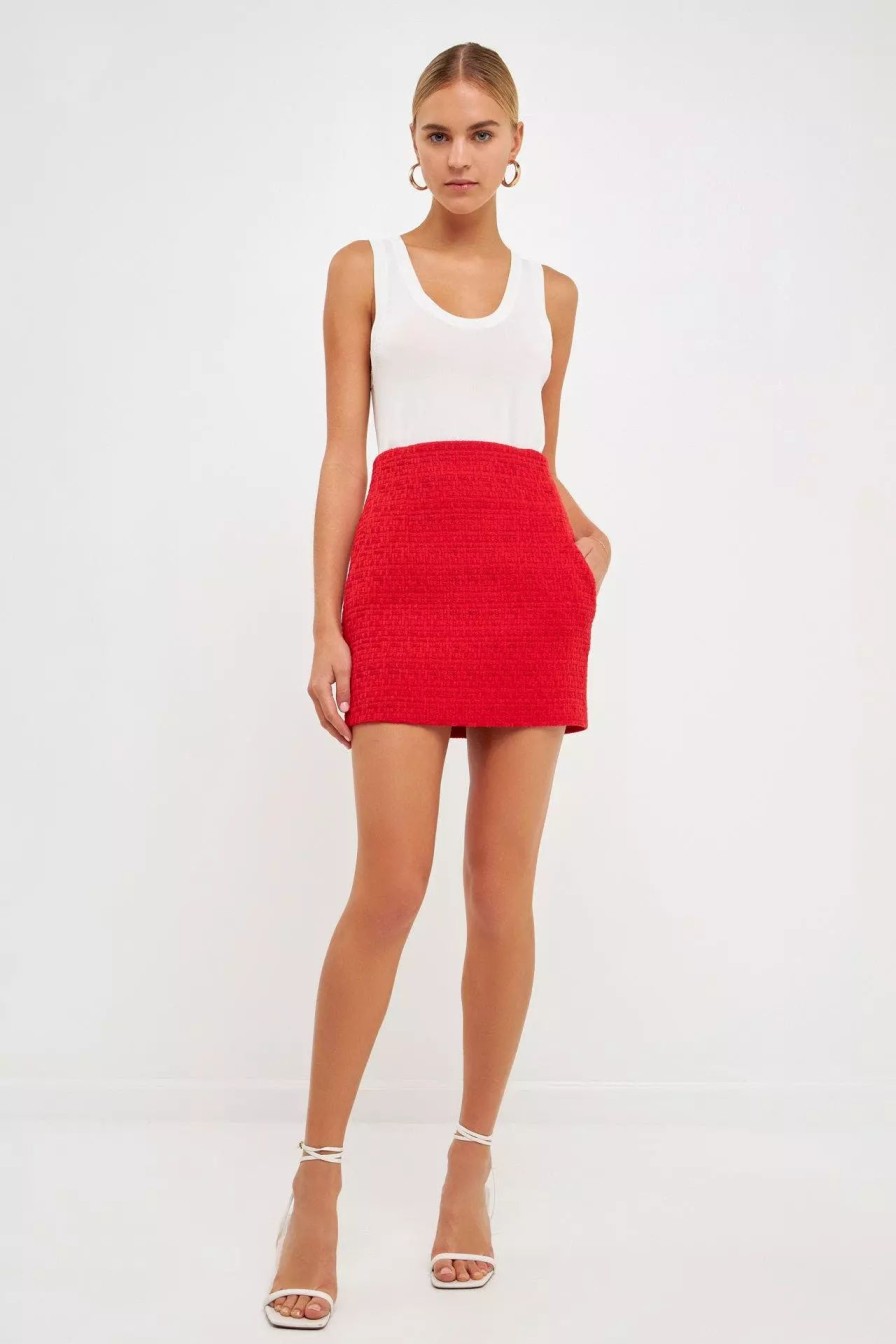 Skirts * | Endless Rose High-Waisted Tweed Skirt