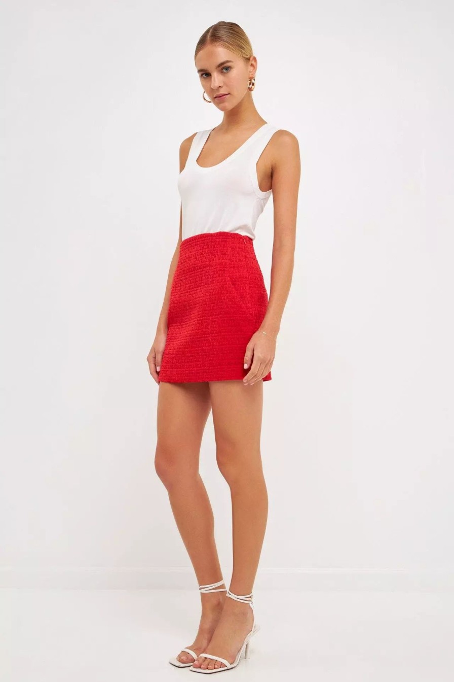 Skirts * | Endless Rose High-Waisted Tweed Skirt