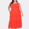 Dresses * | Mark Plus Size Scoop Neck Tie Midi Dress