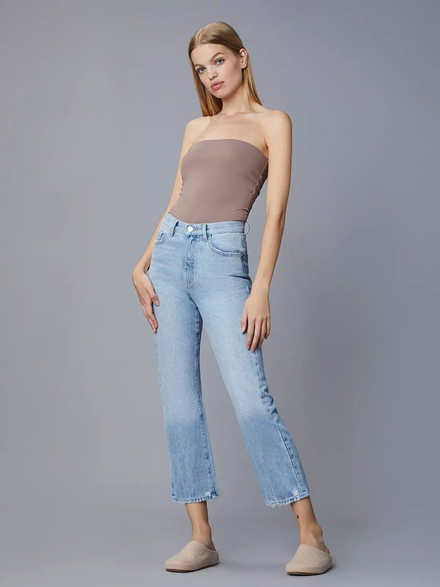 Bottoms * | Dl1961 Emilie Straight Vintage Jeans Lt. Seaglass