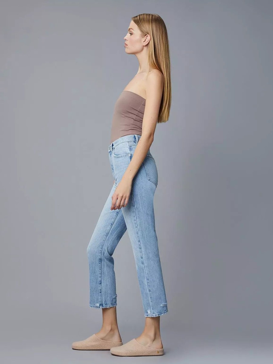 Bottoms * | Dl1961 Emilie Straight Vintage Jeans Lt. Seaglass