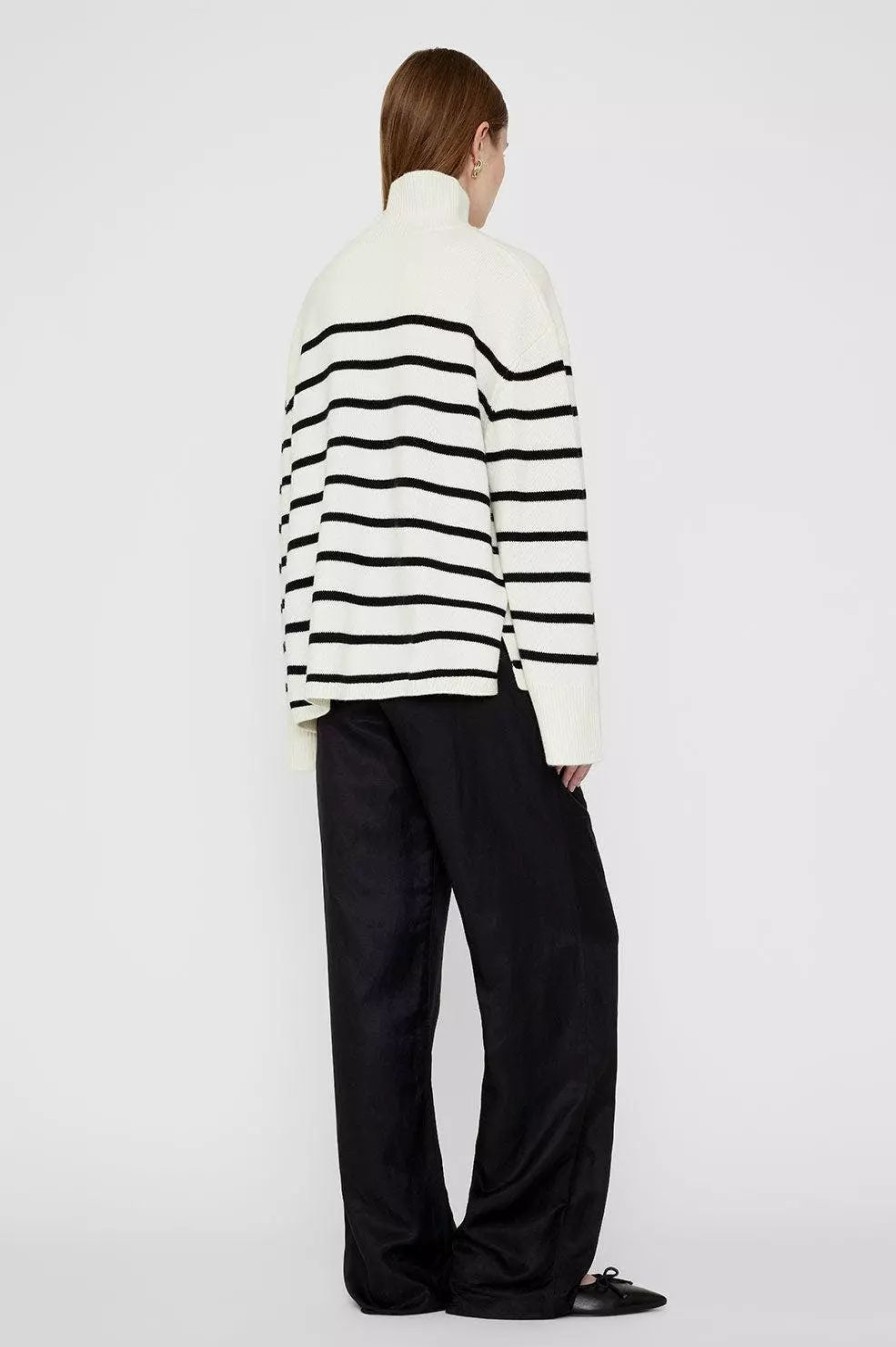 Sweatshirts & Sweaters * | Anine Bing Courtney Sweater Ivory And Black Stripe