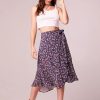 Skirts * | B.O.G. Collective Linaelle Purple Floral Wrap Skirt Purple/Ivory