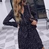 Dresses * | Anna-Kaci Zip Up Polka Dot Dress Black