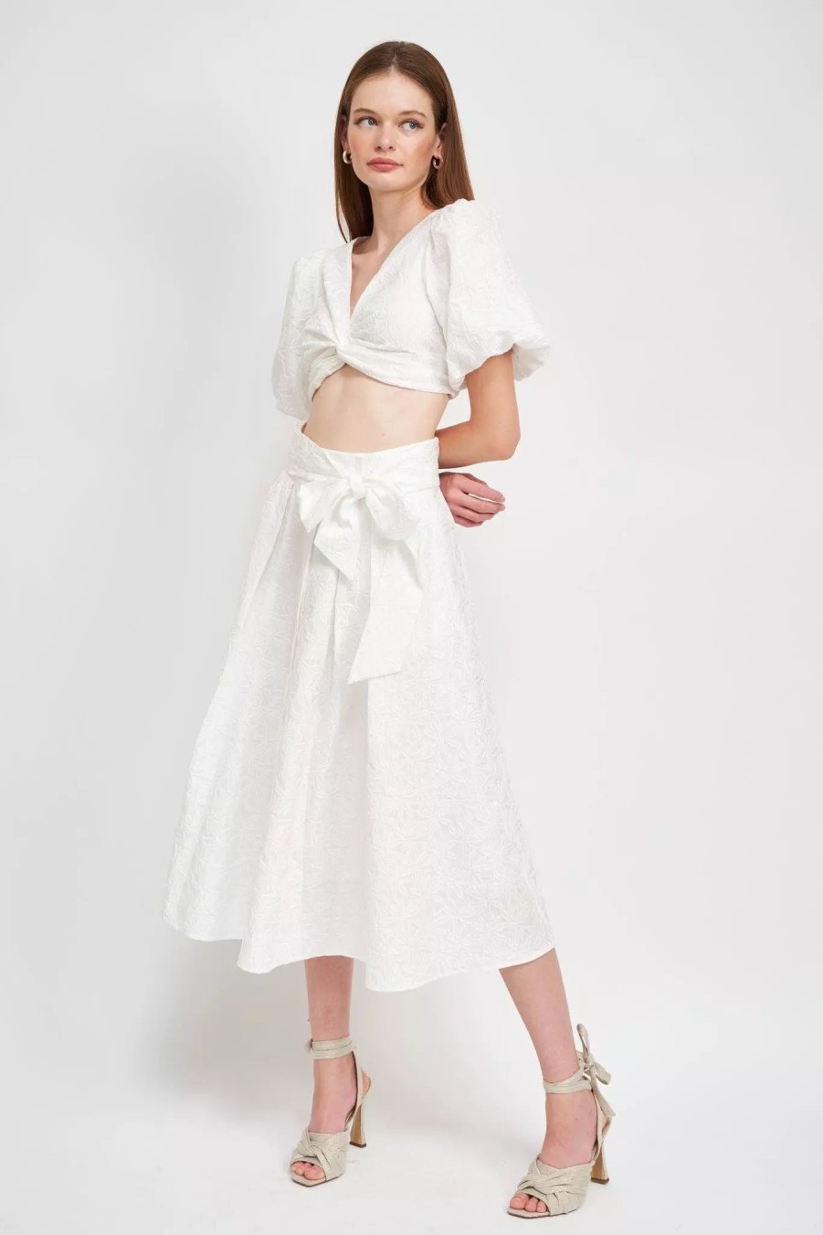 Skirts * | En Saison Taytum Midi Skirt Off-White