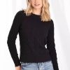 Sweatshirts & Sweaters * | Minnie Rose Cotton Cable Ls Crew With Frayed Edges Sweater