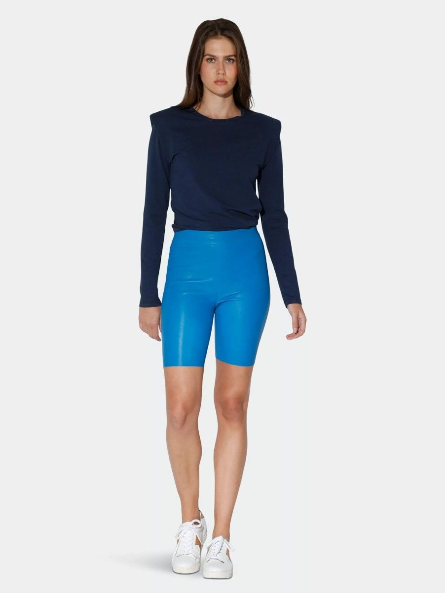 Bottoms * | Walter Baker Monique Short, Stretch Leather Bright Blue