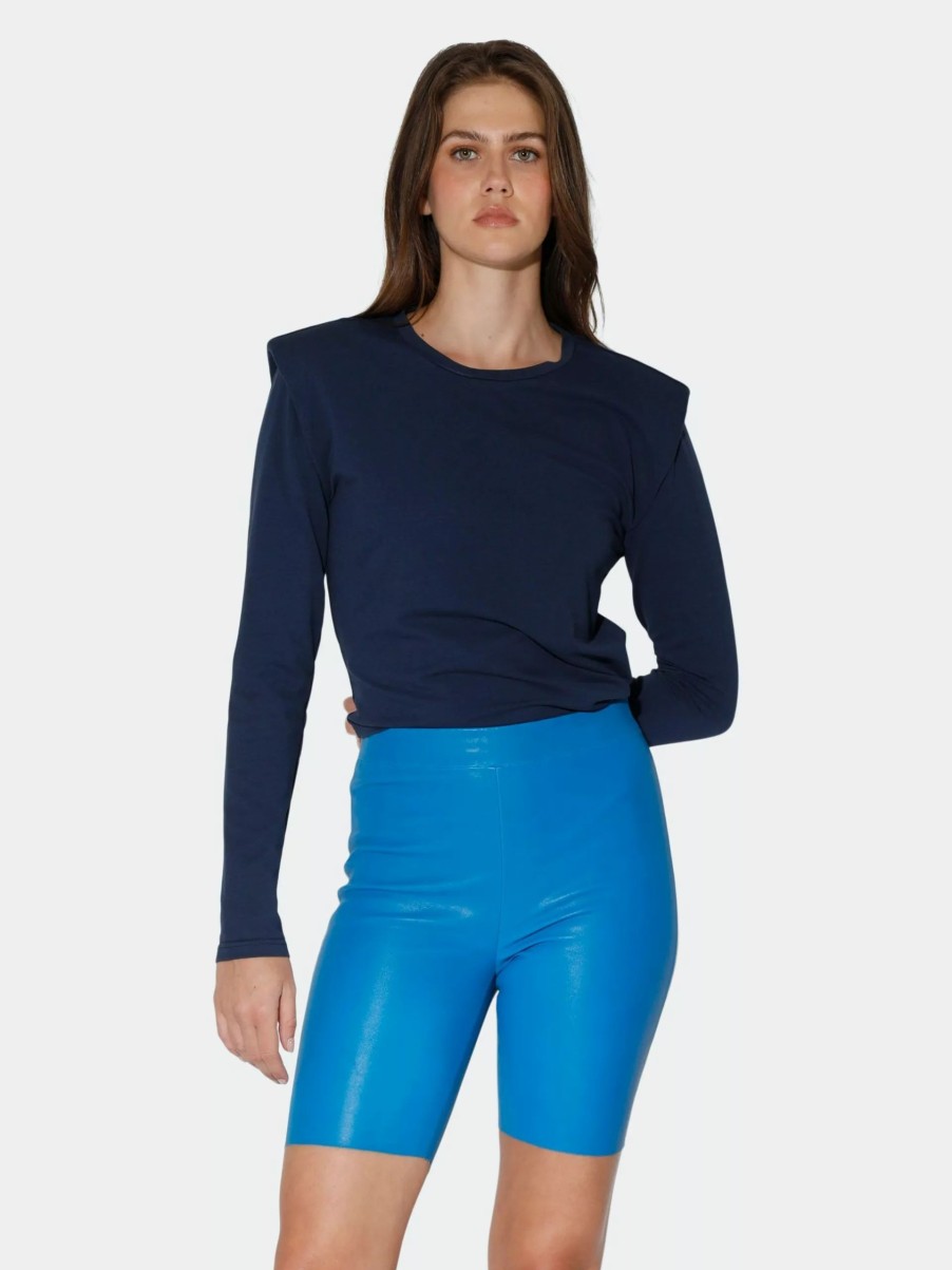 Bottoms * | Walter Baker Monique Short, Stretch Leather Bright Blue