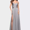 Dresses * | La Femme Simple Strapless Jersey Dress With High Slit