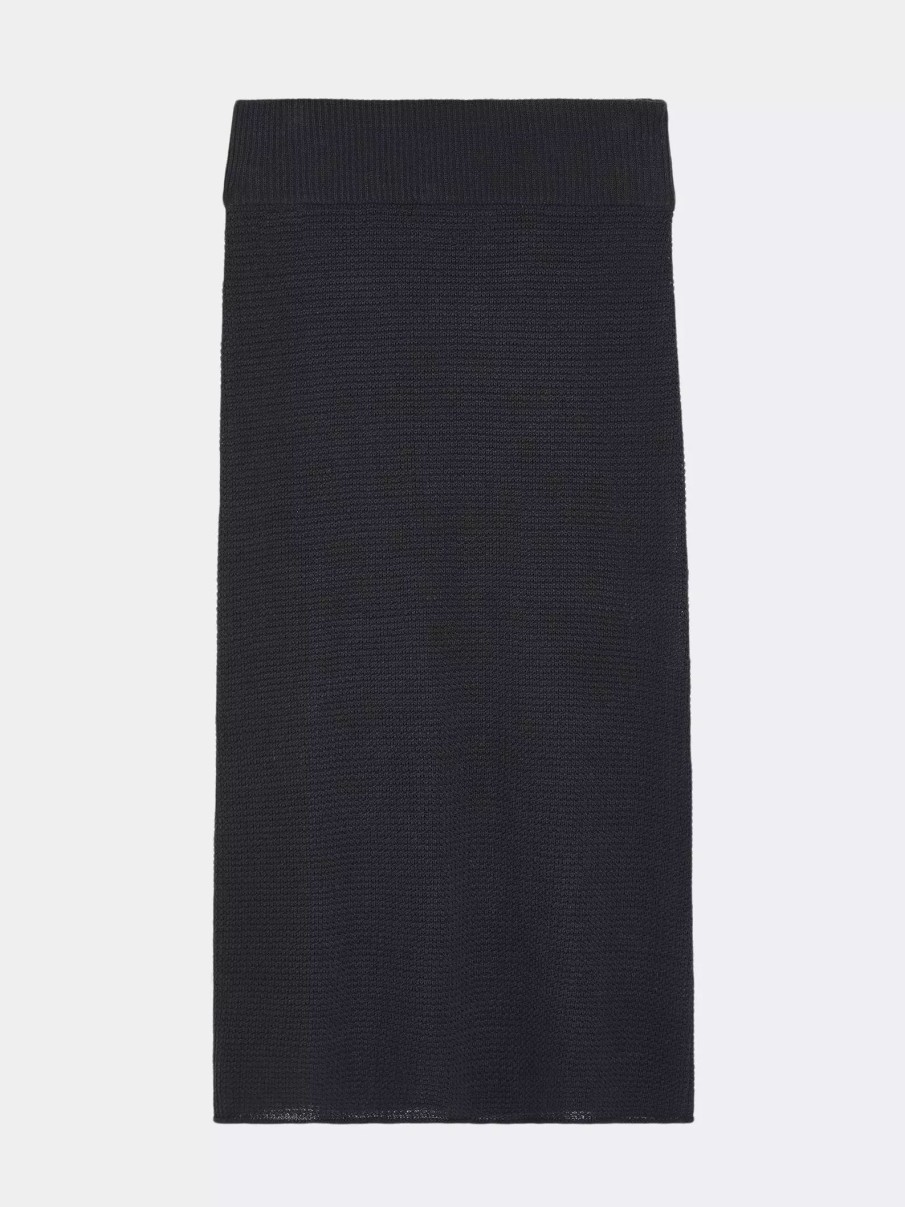 Bottoms * | Onia Linen Sweater Midi Skirt Black