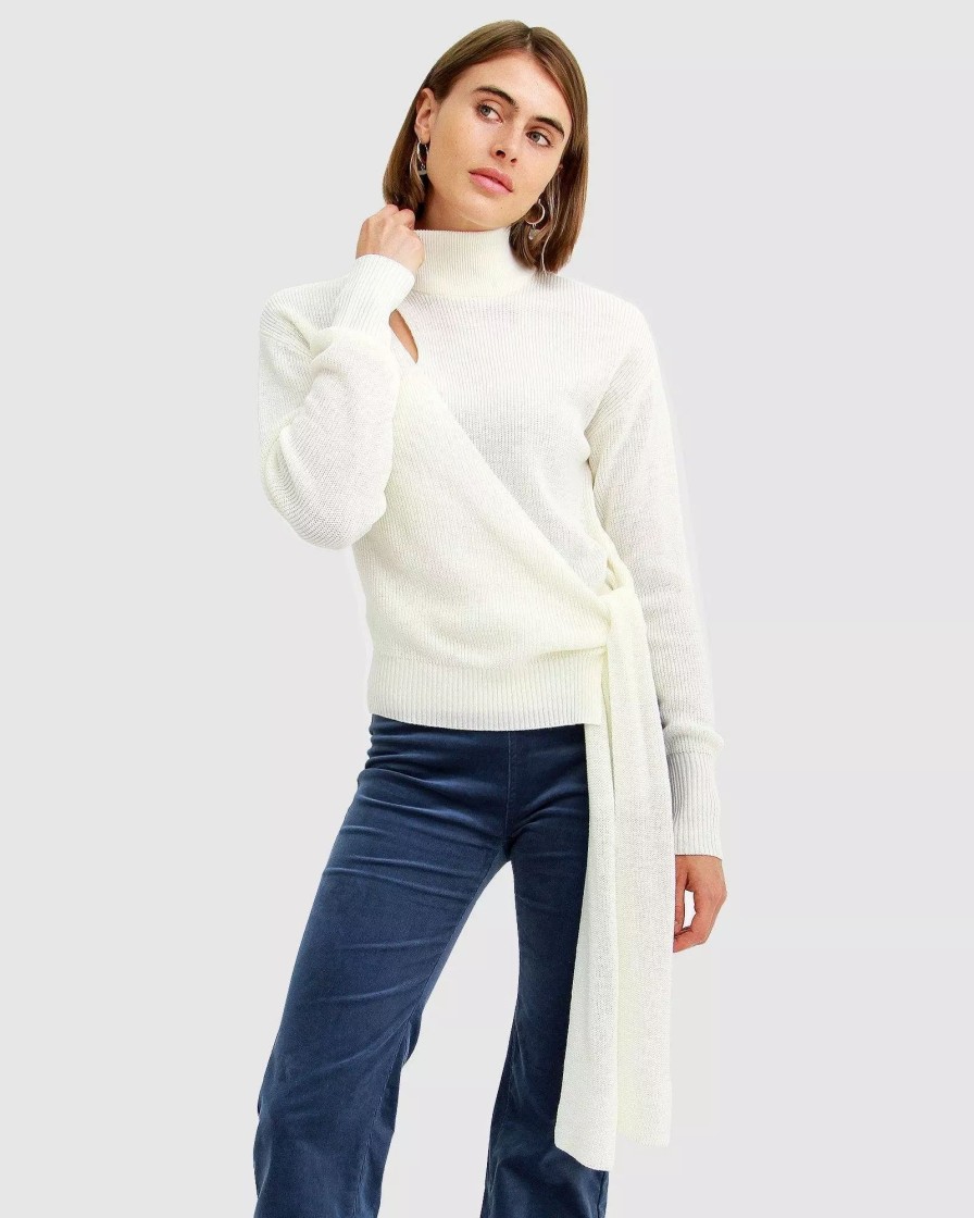 Sweatshirts & Sweaters * | Belle & Bloom Landslide Cut Out Wrap Jumper Cream