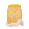 Skirts * | Andreeva Mini Knit Skirt With Feather Details Yellow