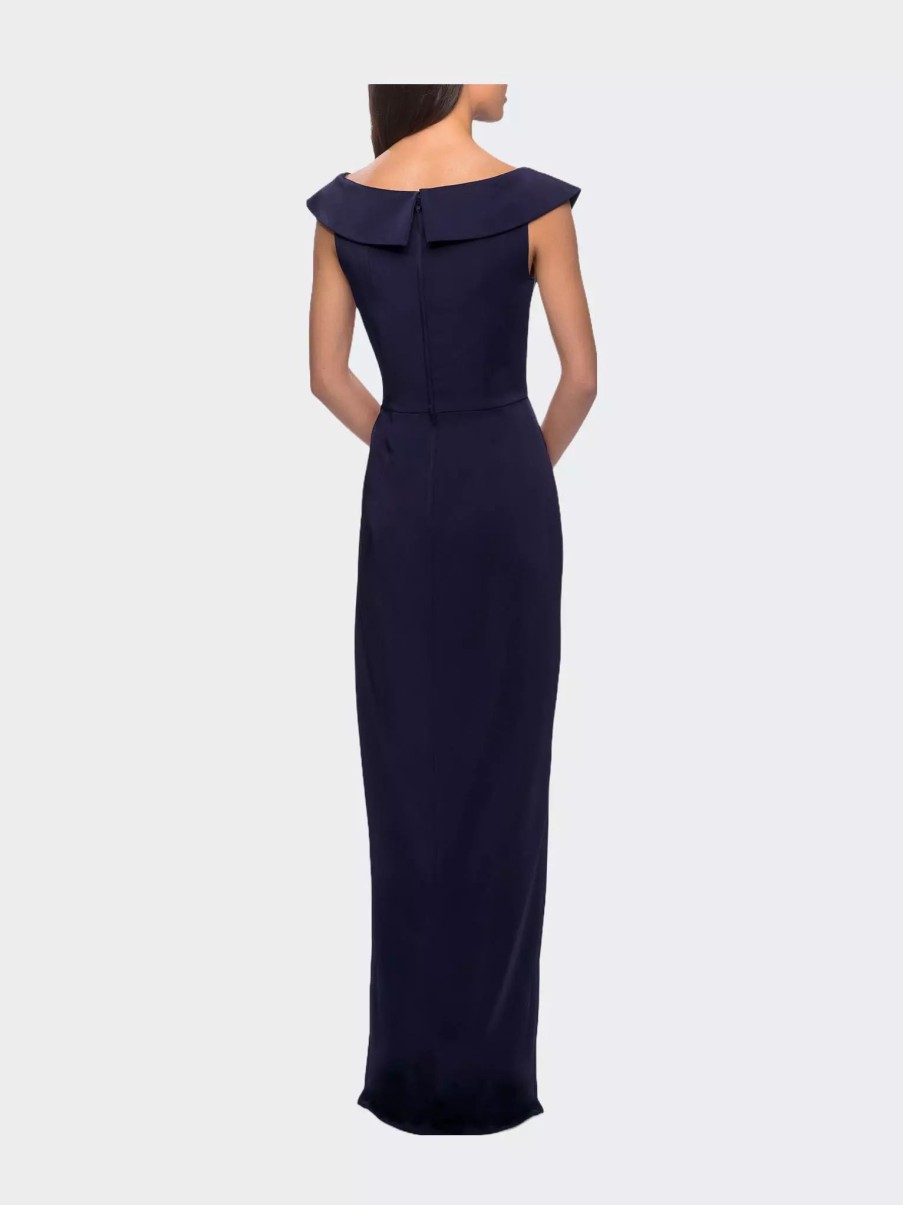 Dresses * | La Femme Ong Jersey Dress With Ruching And Cap Sleeves