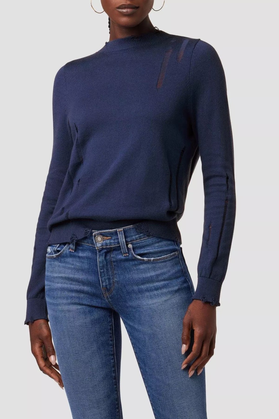 Sweatshirts & Sweaters * | Hudson Jeans Long Sleeve Twist Back Sweater Beacon Blue