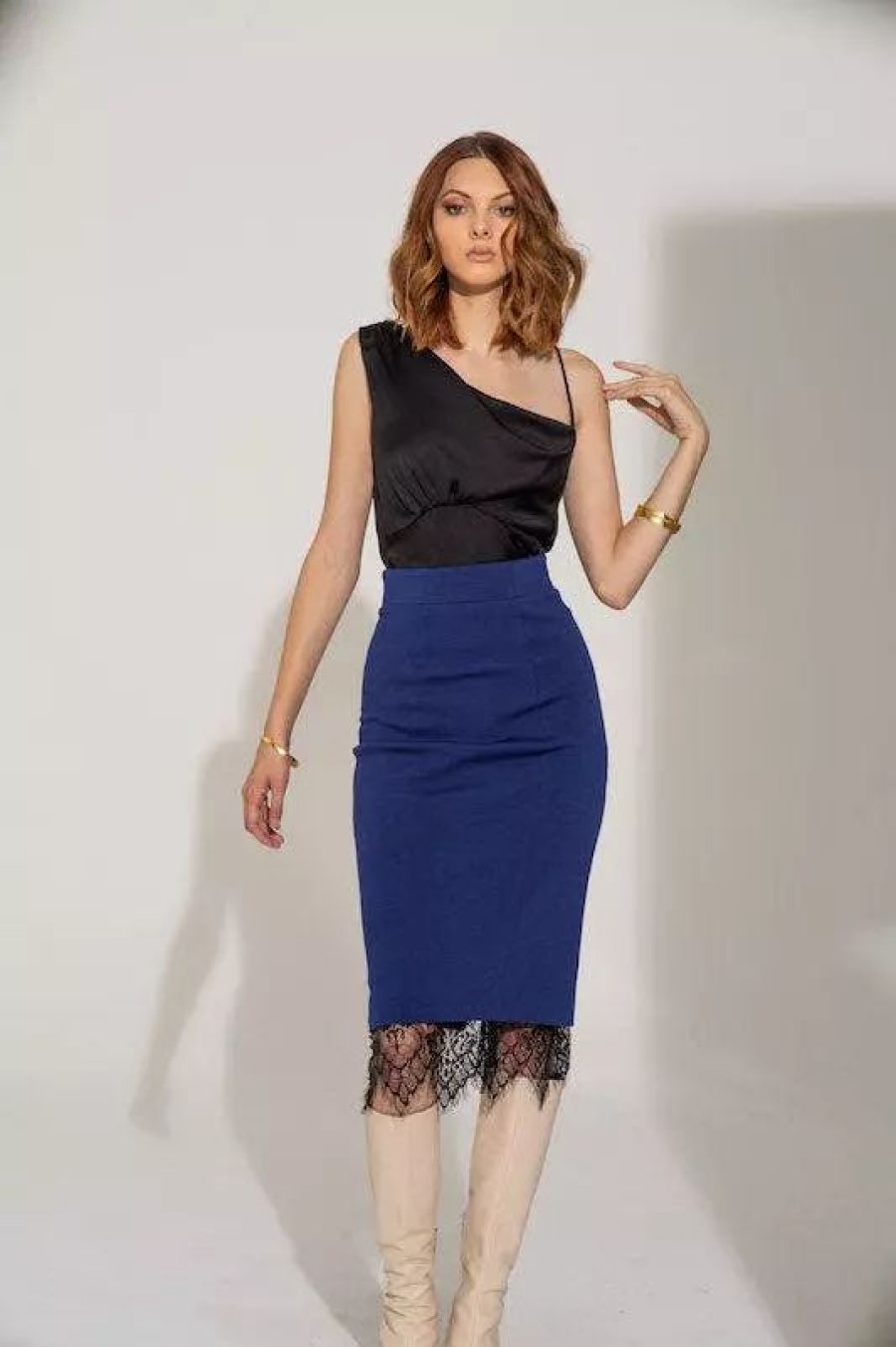 Skirts * | Lahive Natalia Cobalt Pencil Skirt Cobalt Blue