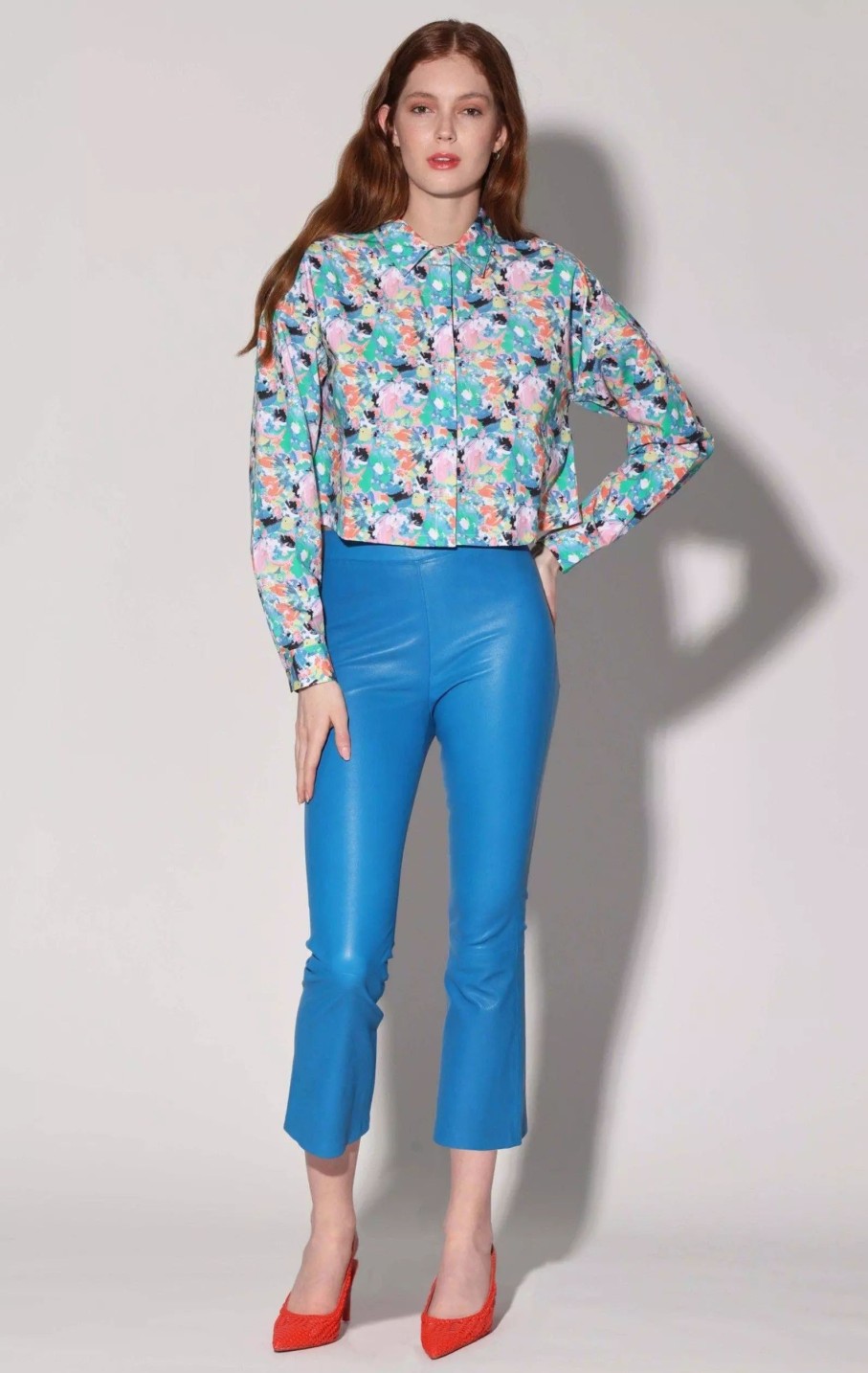 Bottoms * | Walter Baker Lori Pant, Stretch Leather Bright Blue