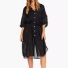 Dresses * | Vitamin A Playa Dress Ecolinen Gauze Black